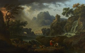 Un Paisaje Montañoso con una Tormenta Aproximándose de Claude Joseph Vernet