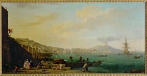 Una vista de Nápoles y el Vesubio ... de Claude Joseph Vernet