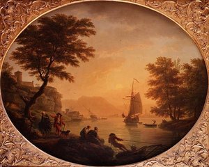 Día - Una ensenada rocosa italianizante con pescadores de Claude Joseph Vernet