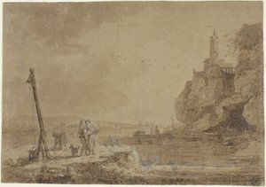 Pequeño puerto bajo acantilados de Claude Joseph Vernet