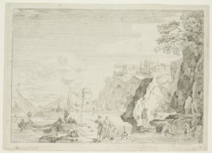 La playa con la gran torre de Claude Joseph Vernet