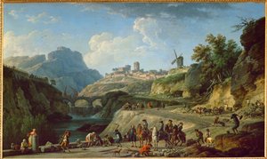 La construcción de una importante ruta comercial bajo Luis XVI ... de Claude Joseph Vernet