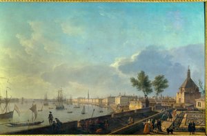 El puerto de Burdeos con las murallas. Pintura de Joseph Vernet (1714-1789) siglo XVIII. París. Museo Marítimo de Claude Joseph Vernet