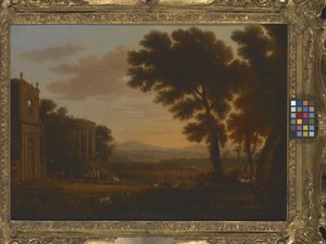 Paisaje con el padre de Psique sacrificándose en el templo milesio de Apolo (óleo sobre lienzo) de Claude Lorrain (1600 82)