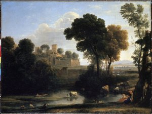 paisaje italiano. Pintura de Claude Gellée dijo Claude Le Lorrain (1600-1682) de Claude  Lorrain