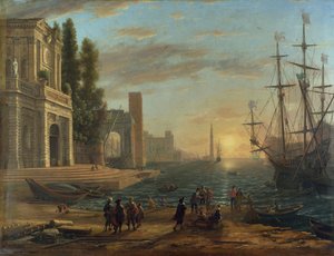 Un puerto marítimo. Pintura de Claude Lorrain