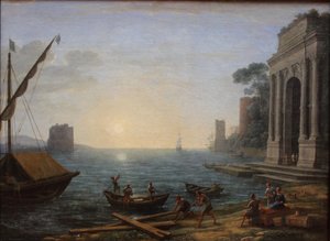 Un puerto marítimo al amanecer de Claude Lorrain