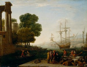 Un puerto al atardecer de Claude Lorrain