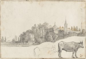 Una vista fuera de la Piazza del Popolo en Roma, 1640-41
