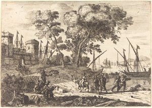 Escena costera con un artista (Le dessinateur) de Claude Lorrain