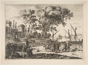 Escena costera con un artista de Claude Lorrain