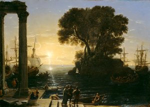 Escena costera con el embarque de San Pablo, 1655 de Claude Lorrain