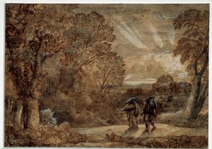 Eneas y la sibila de Cumas. Dibujo de Claude Gellée, llamado Le Lorrain