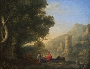 Francés: Paysage avec le repos pendant la fuite en Egypte (Paisaje con el descanso durante la huida a Egipto) de Claude Lorrain