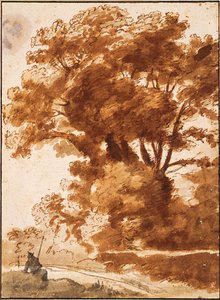 Grupo de Árboles y Pastor Descansando, 1630s de Claude Lorrain