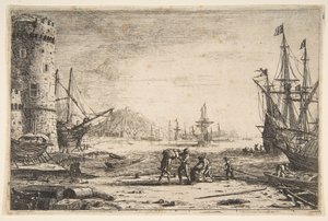 Puerto con una gran torre, ca. 1641 de Claude Lorrain