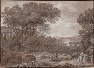 Paisaje con el descanso en la huida a Egipto, 1660 de Claude Lorrain