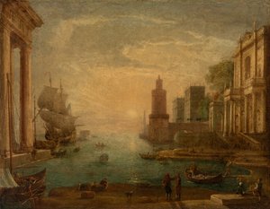 Puerto marítimo con Ulises restituyendo a Criseida a su padre Criseis de Claude Lorrain