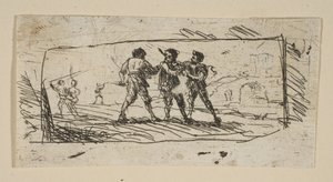 Estudio con Bandidos Sección Inferior, ca. 1633 de Claude Lorrain