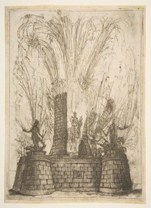 La torre redonda rota para revelar la estatua del rey de los romanos de Claude Lorrain