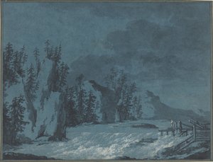 Rápidos del Río por Acantilados Boscosos de Claude Louis Chatelet