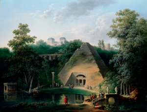 La pirámide en el Chateau de Maupertuis, c.1785 de Claude Louis Chatelet