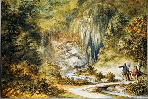 Vista del jardín, del "Álbum de María Antonieta". Vistas y planos del Petit Trianon de Versalles 