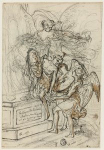Alegoría en honor al rey Stanislas Leczynski (recto); Boceto de hombre de pie con los brazos extendidos (verso) de Claude Louis Desrais