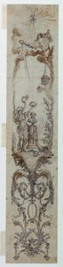 Dibujo, Diseños para paneles pintados con Fortune y Jacques Necker, 1788-90 de Claude Louis Desrais