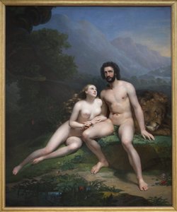 Adán y Eva. Pintura de Claude Marie Dubufe (1790-1864)