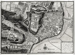 Mapa de Saintes, capital de Saintonge, de Receuil des Plans de Saintonge, 1716 de Claude Masse