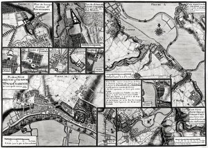 Fol.7 y 98 Mapa de las ciudades y castillos situados a lo largo del río Charente en 1714, del Recueil des Plans de Saintonge de Claude Masse