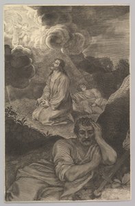 Cristo en el jardín de los olivos, siglo XVII de Claude Mellan