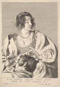 Dalila cortando el cabello de Sansón de Claude Mellan