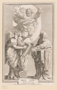 Dios con personificación de la Historia y la Profecía Portada de: Biblia Sacra, 1642 de Claude Mellan