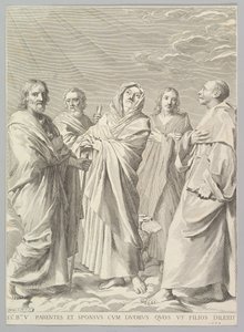 Santos Ana, José, Joaquín, Bernardo y Juan el Evangelista, 1648 de Claude Mellan