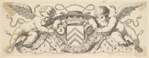 Dos querubines con los brazos del Cardenal Richelieu, antes de 1642
