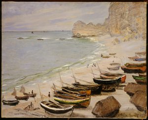 Barcos en la Playa de Etretat, 1883 de Claude Monet