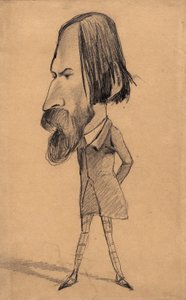 Caricatura de Auguste Vacquerie, c.1859 (grafito con tachadura sobre papel canela) de Claude Monet