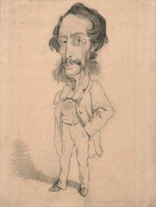 Caricatura de Mario Uchard, c.1858 (grafito con toques de tachadura y borrado sobre papel de estraza) de Claude Monet