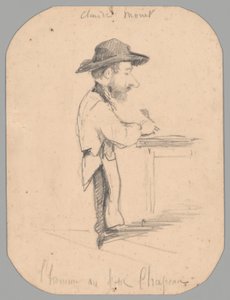 Caricatura de un hombre con sombrero pequeño de Claude Monet
