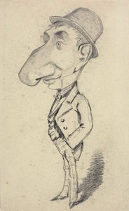 Caricatura de un hombre con una nariz grande de Claude Monet