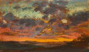 Puesta de sol, c. 1868 (pastel sobre papel) de Claude Monet