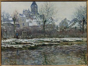 Efecto de la nieve en Vetheuil o “Iglesia de Vetheuil, nieve” de Claude Monet