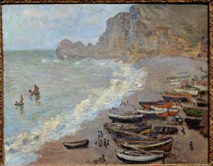Etretat: la playa y la puerta de Amont de Claude Monet