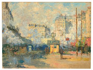 Exterior de la estación Saint-Lazare, efecto de luz solar, 1877 de Claude Monet