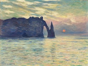 Rocas, Étretat, puesta de sol de Claude Monet