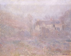 Casas en Falaise en la Niebla, 1885 de Claude Monet
