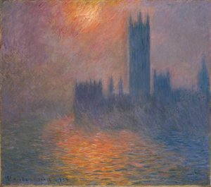 Casas del Parlamento, atardecer de Claude Monet