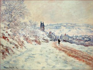 La ruta de Vetheuil, efecto de nieve de Claude Monet